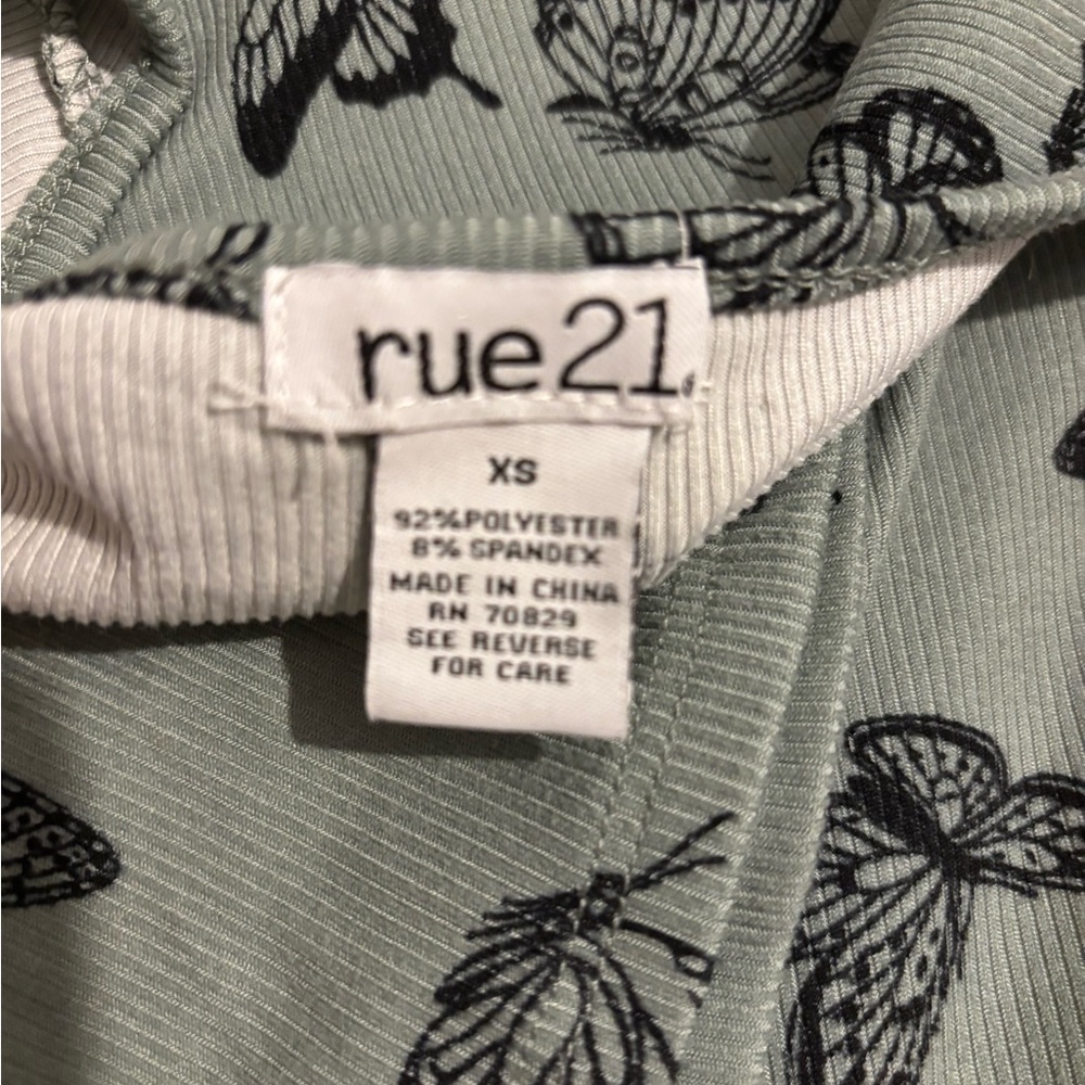 Rue21 Mint Green Butterfly Ribbed Tank